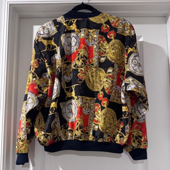 Paragon Vintage 80/90s Rayon, Pocket Watch, Dog Print Windbreaker Jacket - Picture 6 of 7